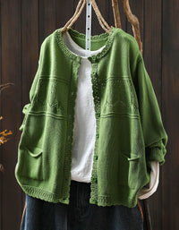 Women’s vintage knit cardigan button front green