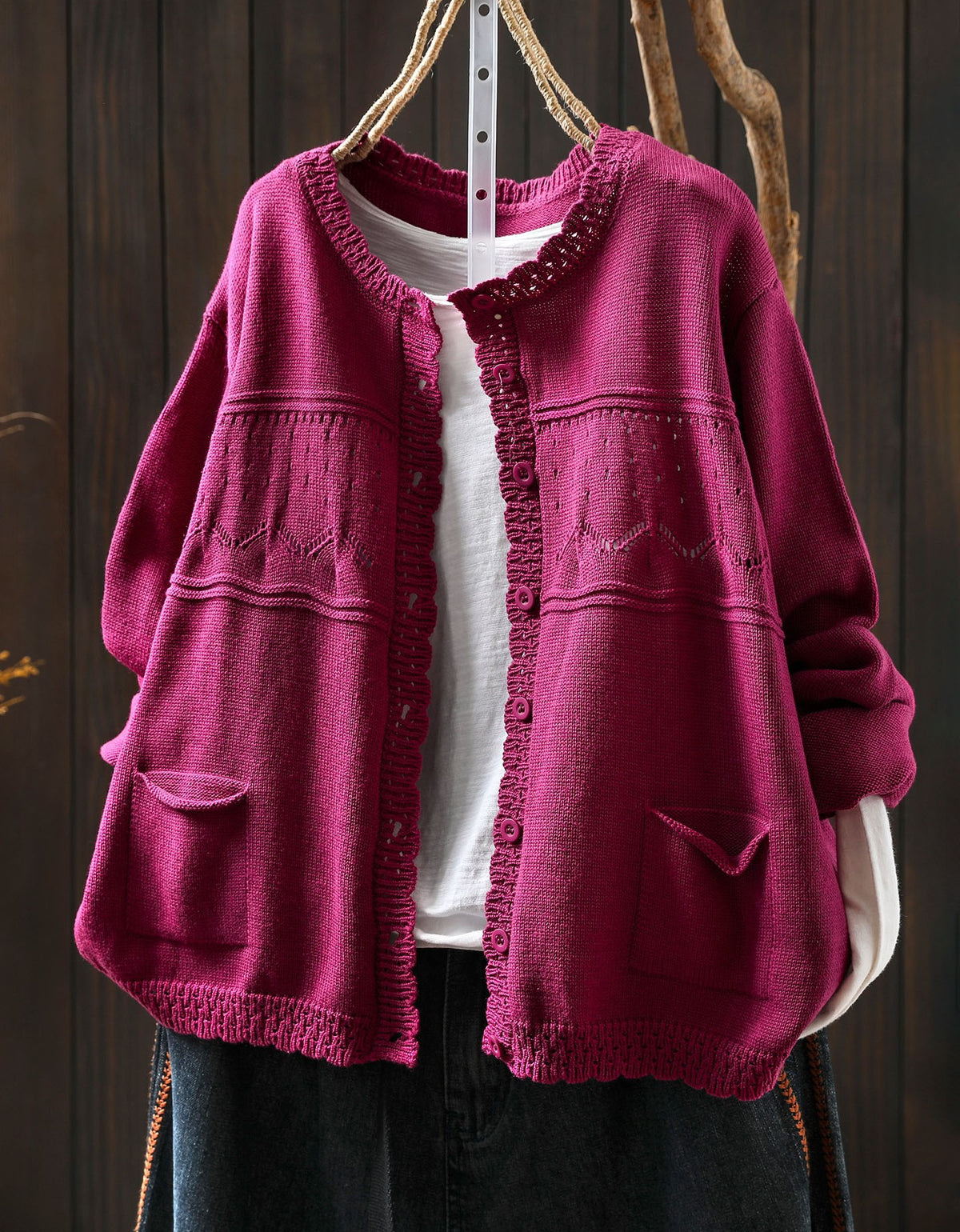 Women’s vintage knit cardigan button front pink