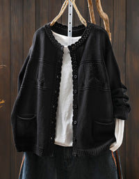 Women’s vintage knit cardigan button front black