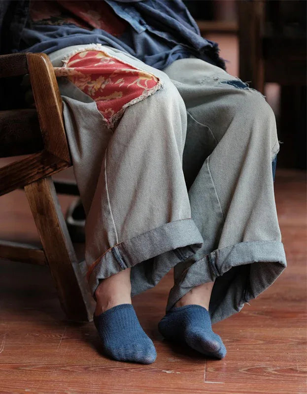 Women’s Vintage Patchwork Loose Wide Leg Jeans - Islinen