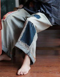 Women’s Vintage Patchwork Loose Wide Leg Jeans - Islinen