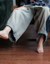 Women’s Vintage Patchwork Loose Wide Leg Jeans - Islinen