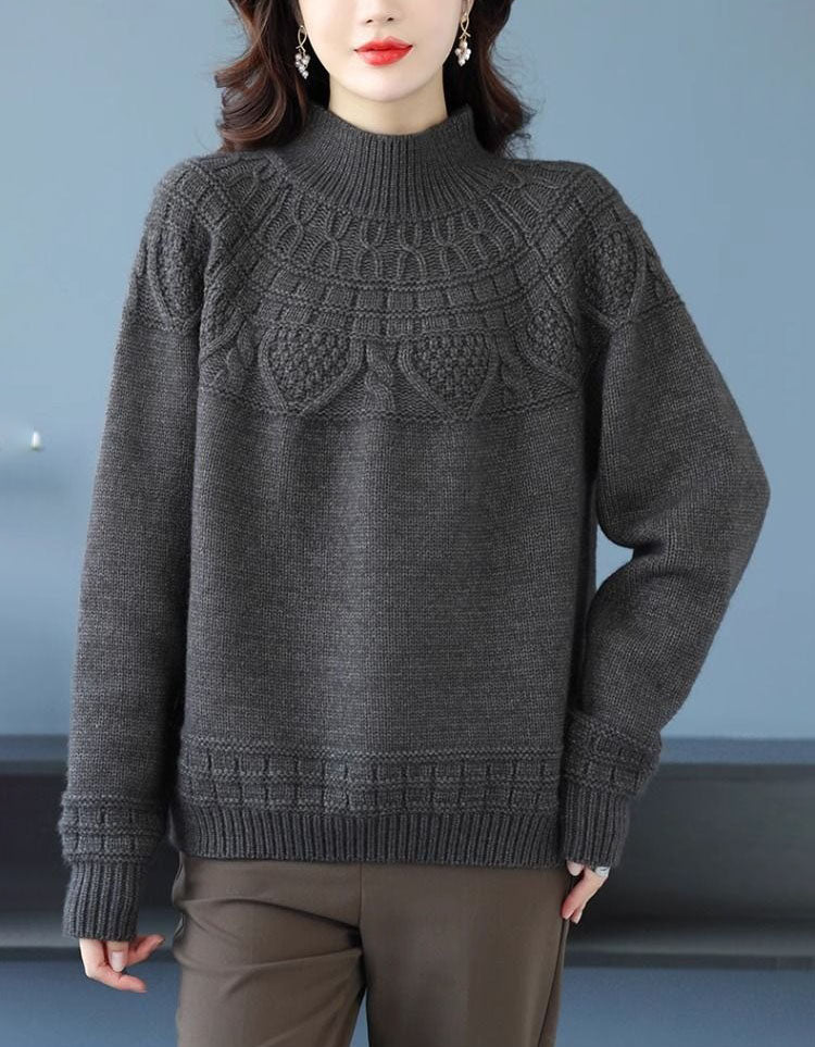 Women's Vintage Pattern Knit High Neck Sweater