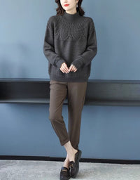 Women's Vintage Pattern Knit High Neck Sweater