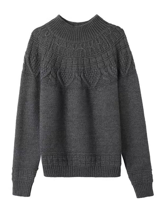 Women's Vintage Pattern Knit High Neck Sweater