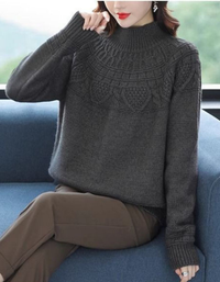 Women's Vintage Pattern Knit High Neck Sweater