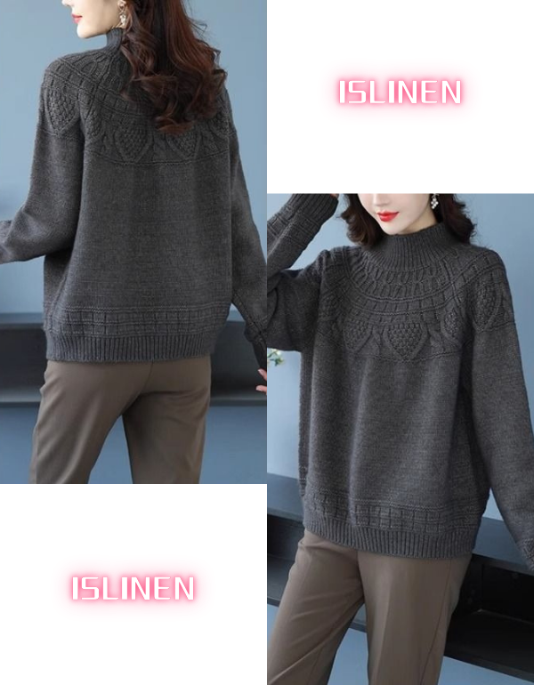 Women's Vintage Pattern Knit High Neck Sweater