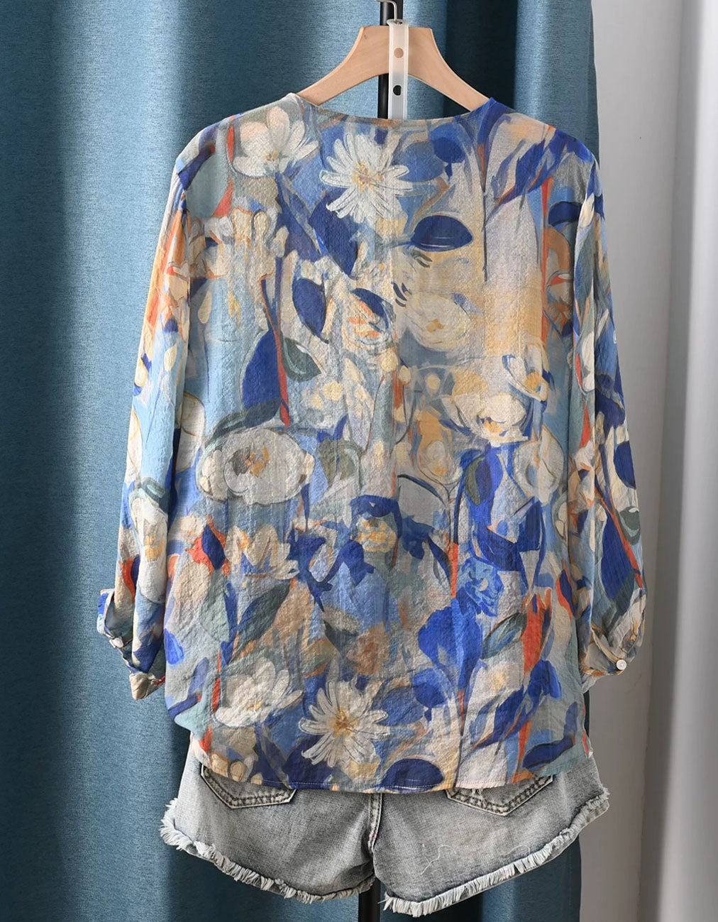 Boho floral long sleeve casual blouse for women