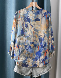 Boho floral long sleeve casual blouse for women
