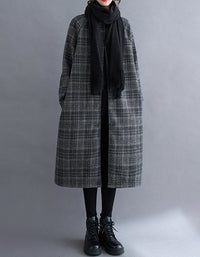 Women’s Vintage Plaid Long Wool Coat