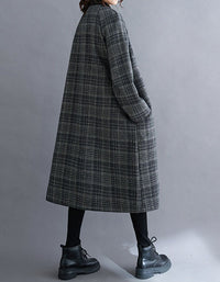 Women’s Vintage Plaid Long Wool Coat