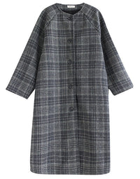 Women’s Vintage Plaid Long Wool Coat