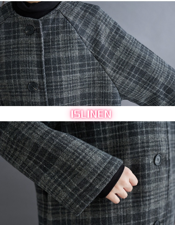 Women’s Vintage Plaid Long Wool Coat