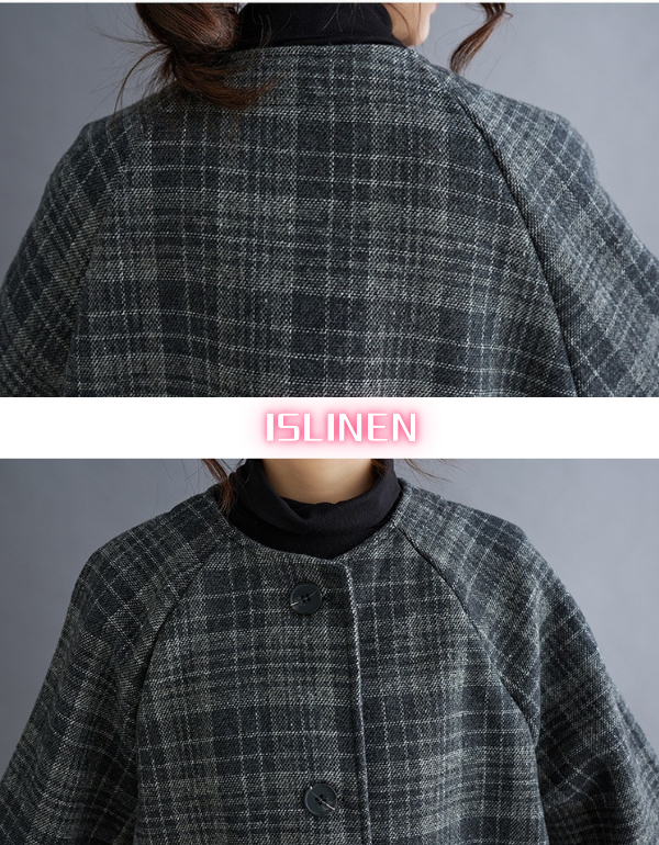 Women’s Vintage Plaid Long Wool Coat