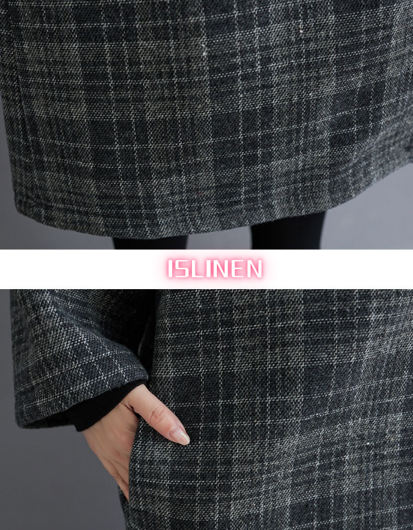 Women’s Vintage Plaid Long Wool Coat