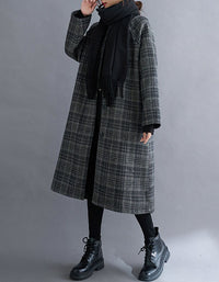 Women’s Vintage Plaid Long Wool Coat