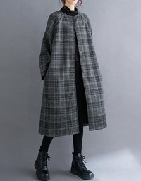 Women’s Vintage Plaid Long Wool Coat