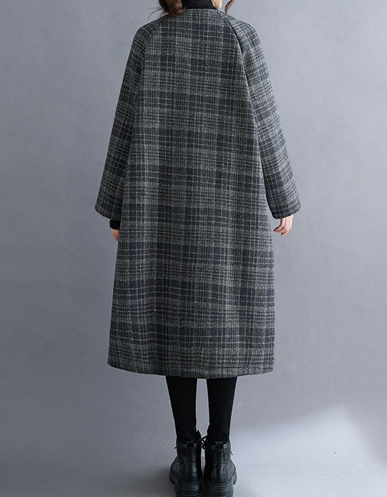 Women’s Vintage Plaid Long Wool Coat