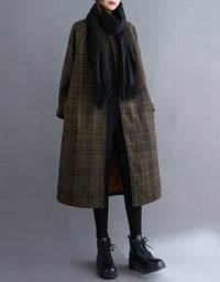 Women’s Vintage Plaid Long Wool Coat