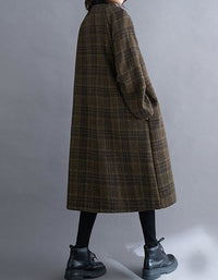 Women’s Vintage Plaid Long Wool Coat