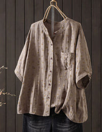 Women's Casual Floral Linen Blend Button Up Shirt