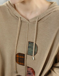Women's patchwork knit hoodie styled for a casual everyday outfit