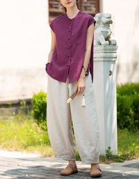 Casual sleeveless button front shirt women styling