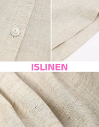 Close-Up of Women’s Casual Linen Button Front Long Dress 