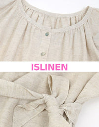 Close-up of Cottagecore Linen Maxi Dress Women Summer