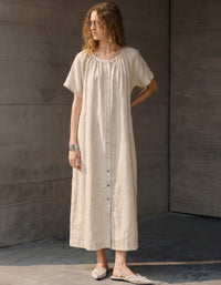 Relaxed fit linen maxi dress women fashion