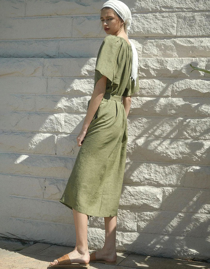 breathable linen summer dress women outdoor