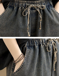 Women’s wide leg culotte jeans with floral embroidery and pockets