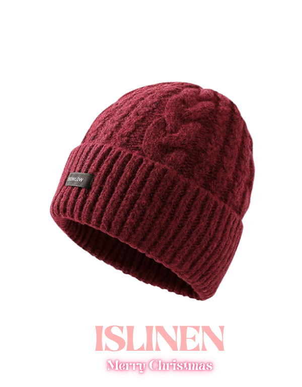 Women’s Warm Red Christmas Design Knit Beanie Hats