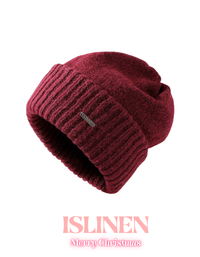 Women’s Warm Red Christmas Design Knit Beanie Hats