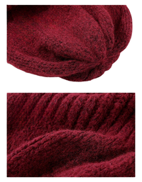 Women’s Warm Red Christmas Design Knit Beanie Hats