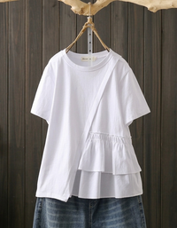 Women's Relaxed Fit Layered Hem Cotton Blouse