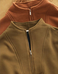 Women's Fleece-Lined Brown Quarter-Zip Sweatshirt