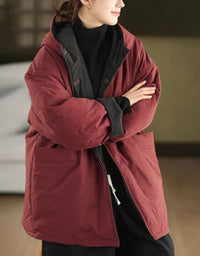 Women's Winter Casual Loose Reversible Hooded Coat
