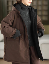 Women's Winter Casual Loose Reversible Hooded Coat