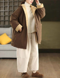 Women's Winter Casual Loose Reversible Hooded Coat