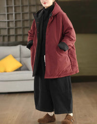 Women's Winter Casual Loose Reversible Hooded Coat