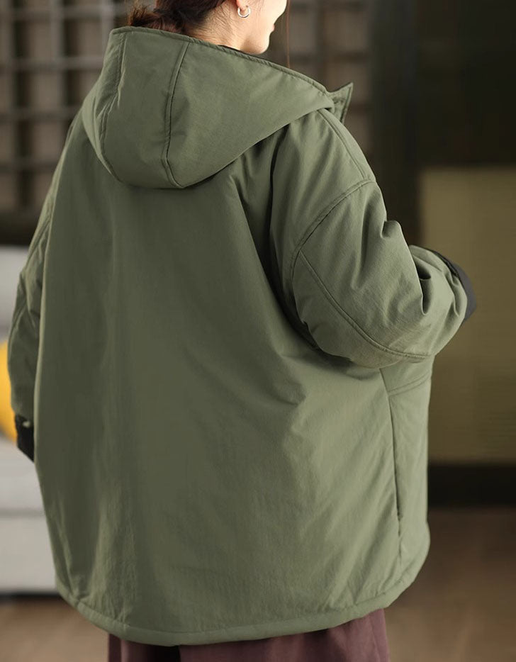 Women's Winter Casual Loose Reversible Hooded Coat