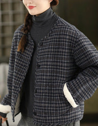 women’s plaid jacket with sherpa lining and faux fur cuffs