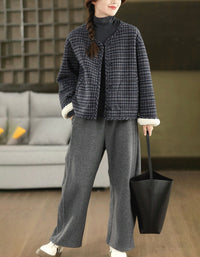 oversized plaid jacket with sherpa lining for women