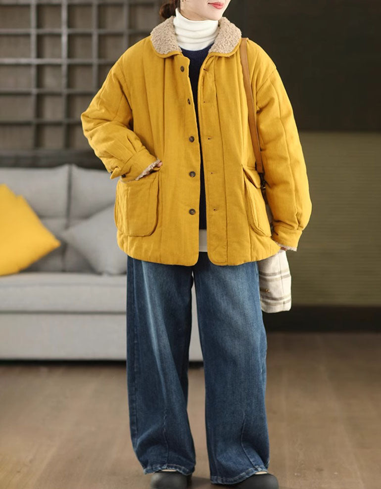 Women's Winter Casual Sherpa Collar Quilted Coat