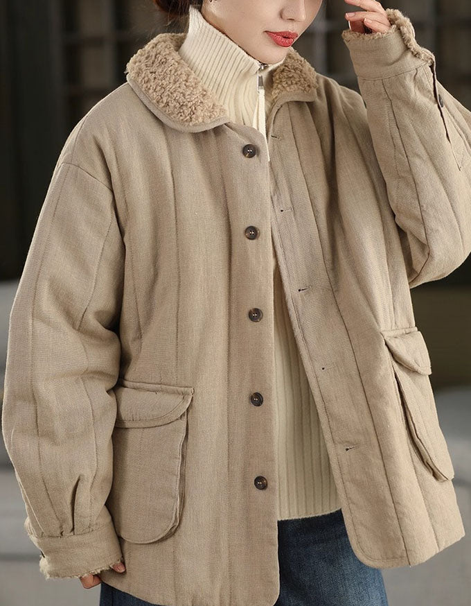 Women's Winter Casual Sherpa Collar Quilted Coat
