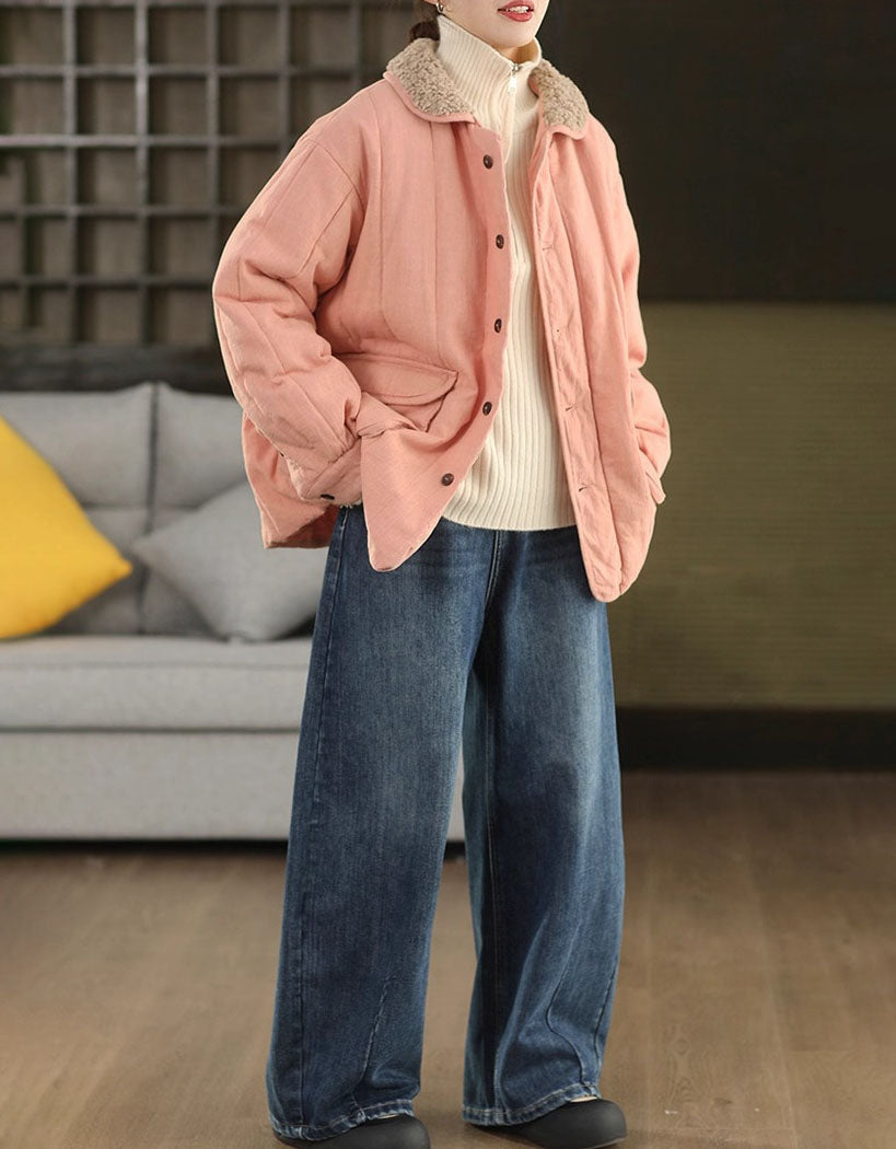 Women's Winter Casual Sherpa Collar Quilted Coat