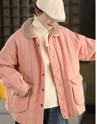 Women's Winter Casual Sherpa Collar Quilted Coat