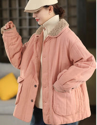 Women's Winter Casual Sherpa Collar Quilted Coat