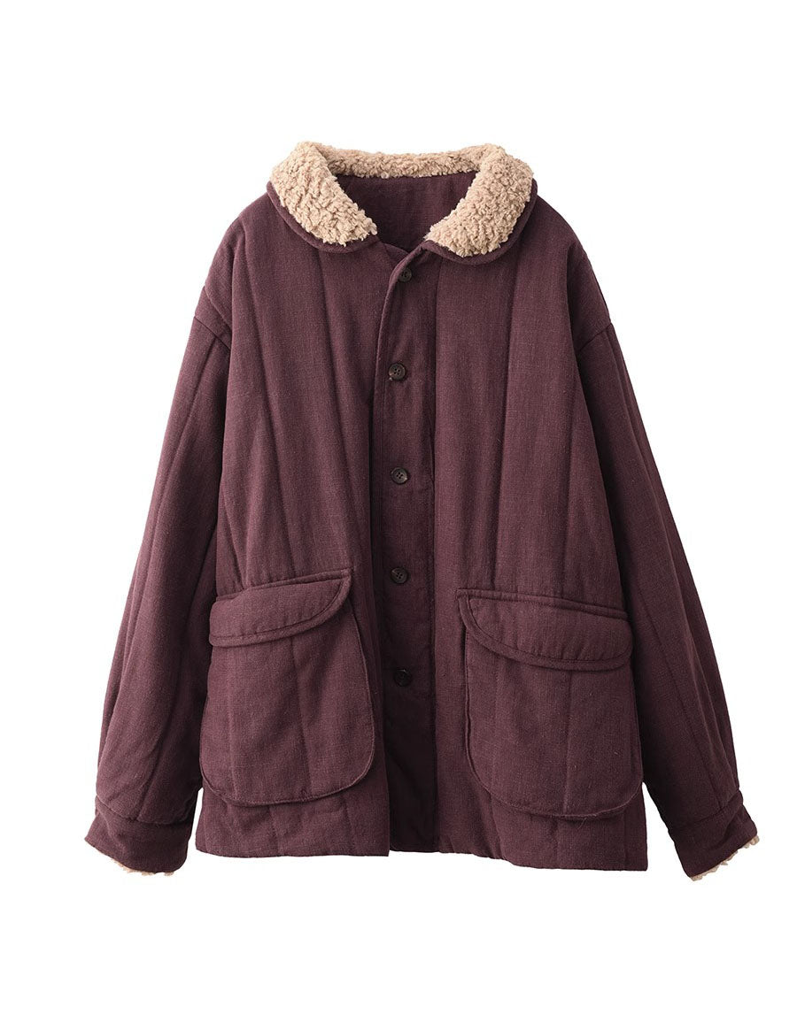 Women's Winter Casual Sherpa Collar Quilted Coat